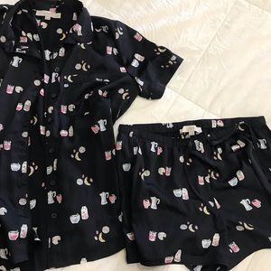 LOFT breakfast print sleep set pajamas